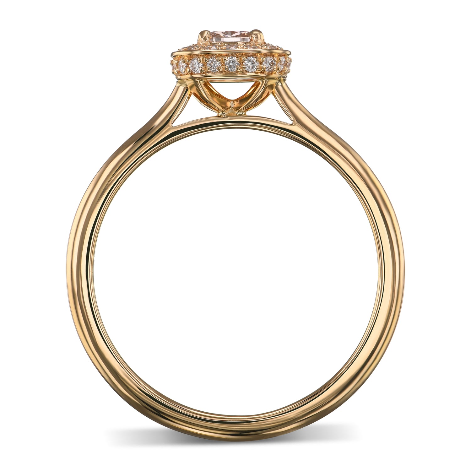 Fancy Brownish Pink Cushion 3D Halo Diamond Ring