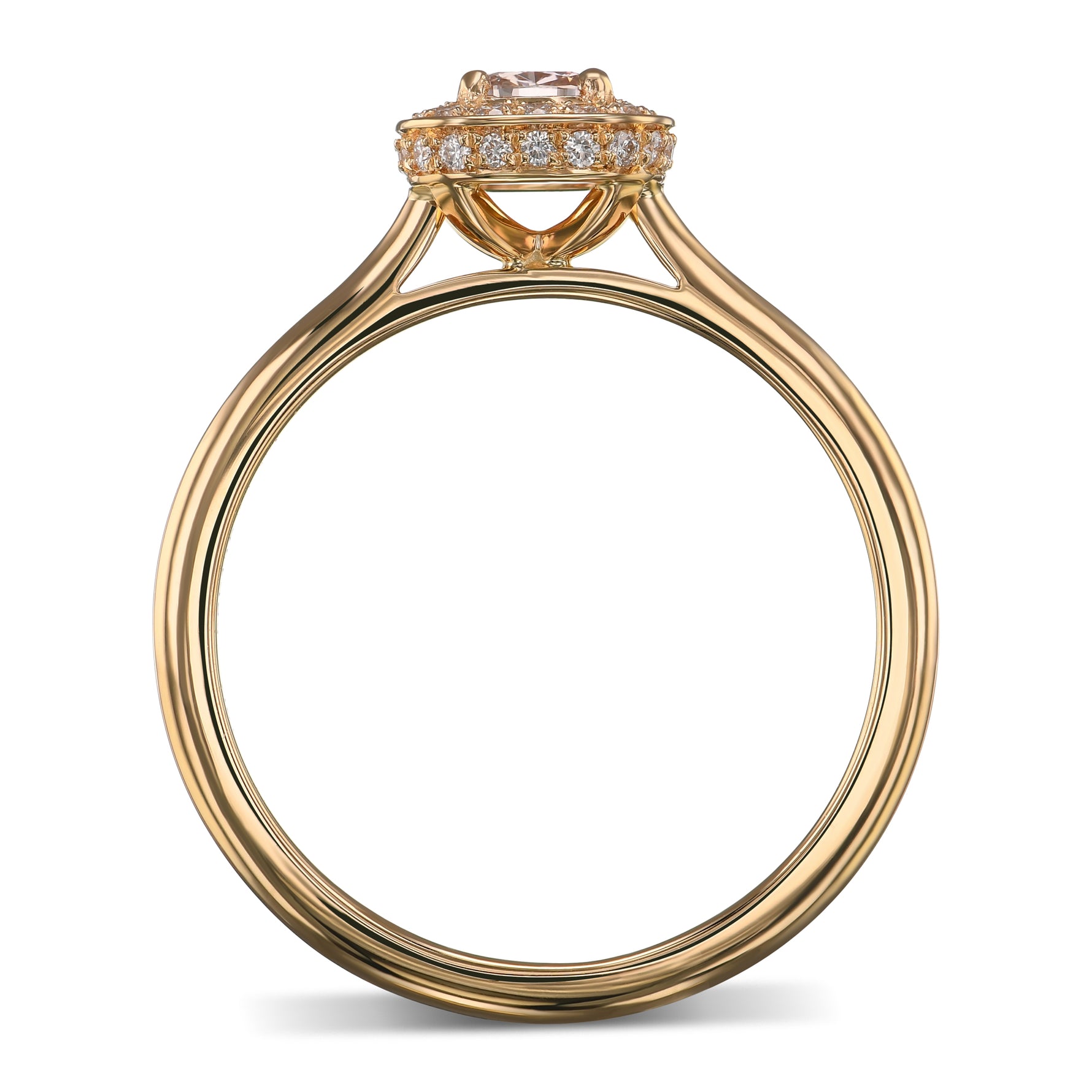 Fancy Brownish Pink Cushion 3D Halo Diamond Ring