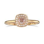 Fancy Brownish Pink Cushion 3D Halo Diamond Ring