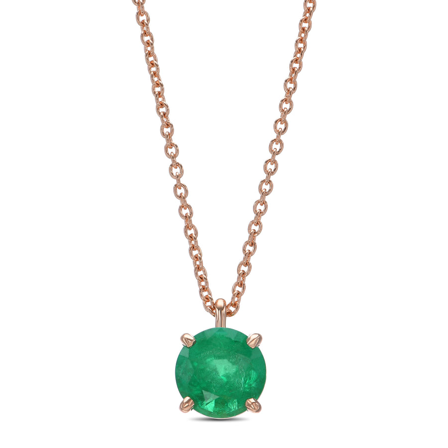 Round Emerald Solitaire Pendant