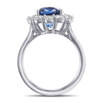 Oval Sapphire and Diamond Halo Ring