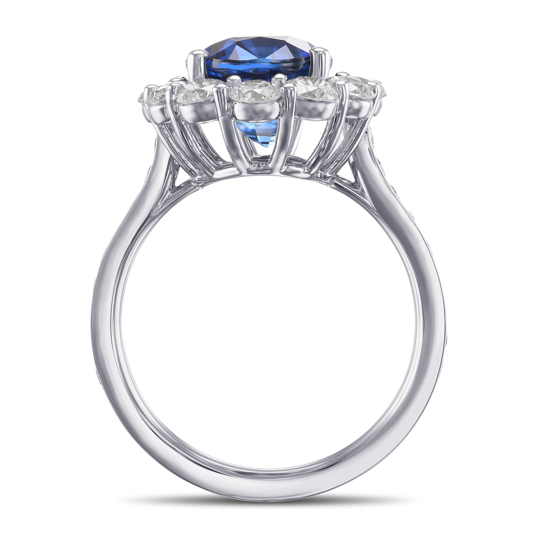 Oval Sapphire and Diamond Halo Ring
