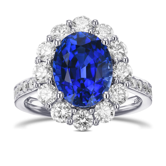 Oval Sapphire and Diamond Halo Ring