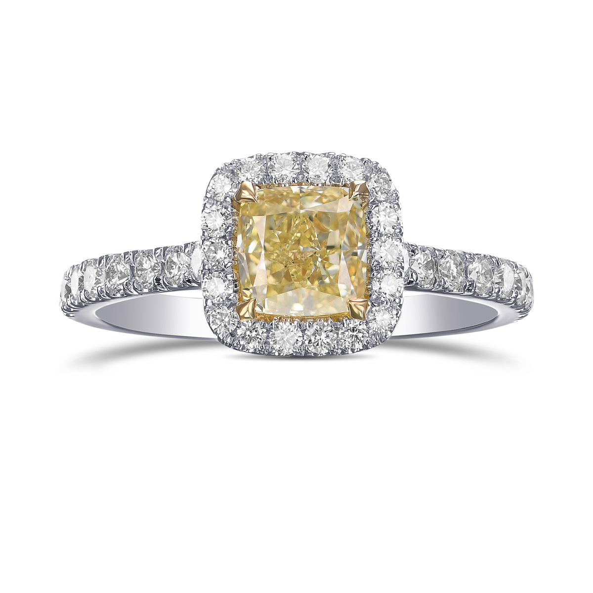 Fancy Yellow Cushion Halo Diamond Ring