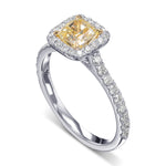 Fancy Yellow Cushion Halo Diamond Ring