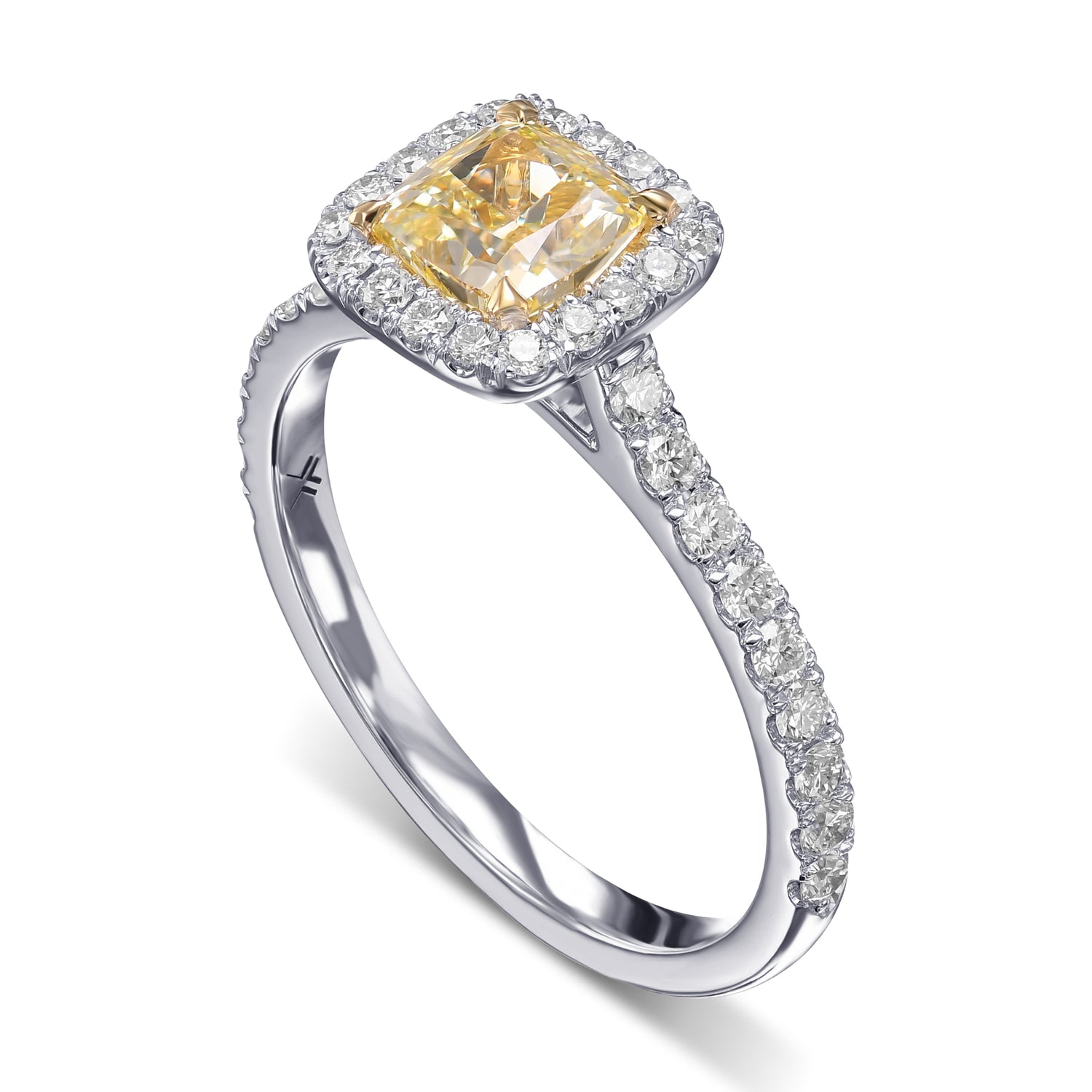 Fancy Yellow Cushion Halo Diamond Ring