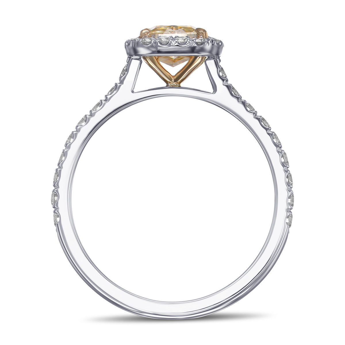 Fancy Yellow Cushion Halo Diamond Ring