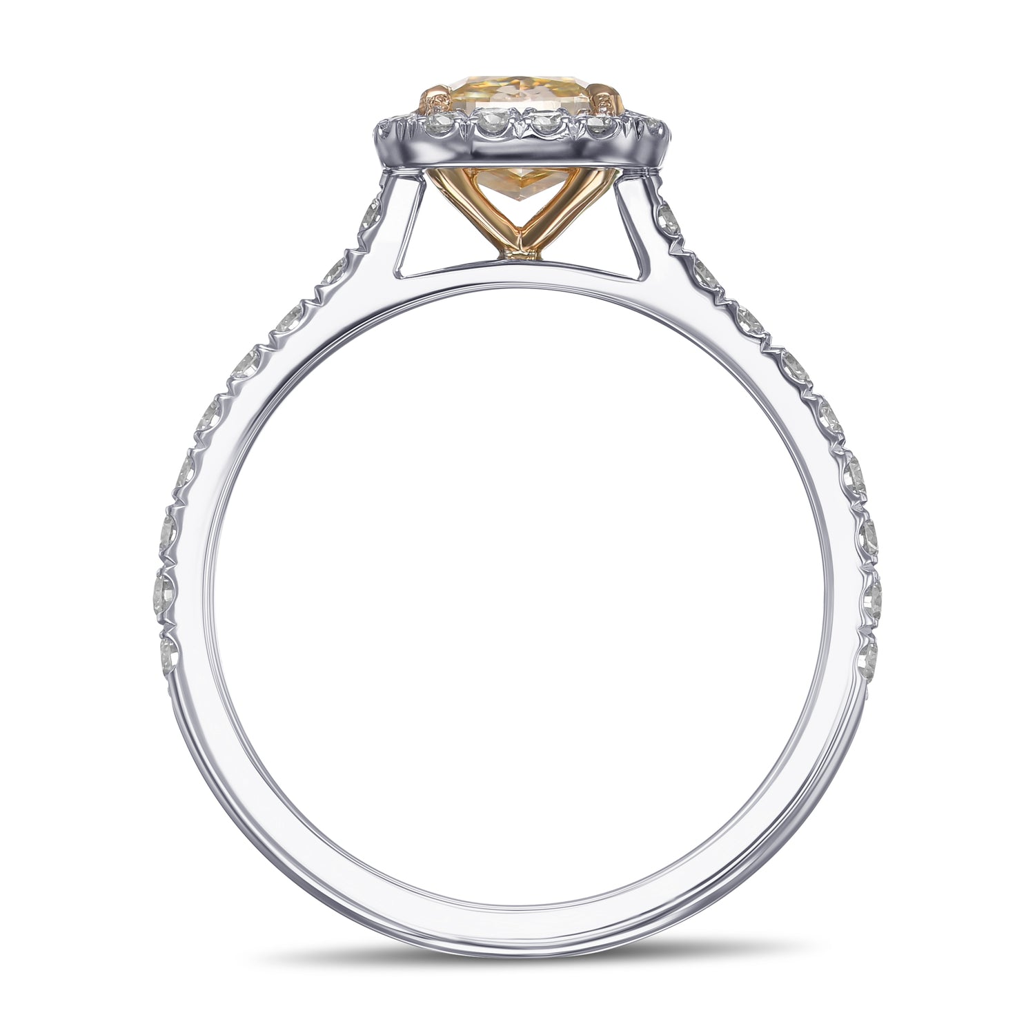 Fancy Yellow Cushion Halo Diamond Ring