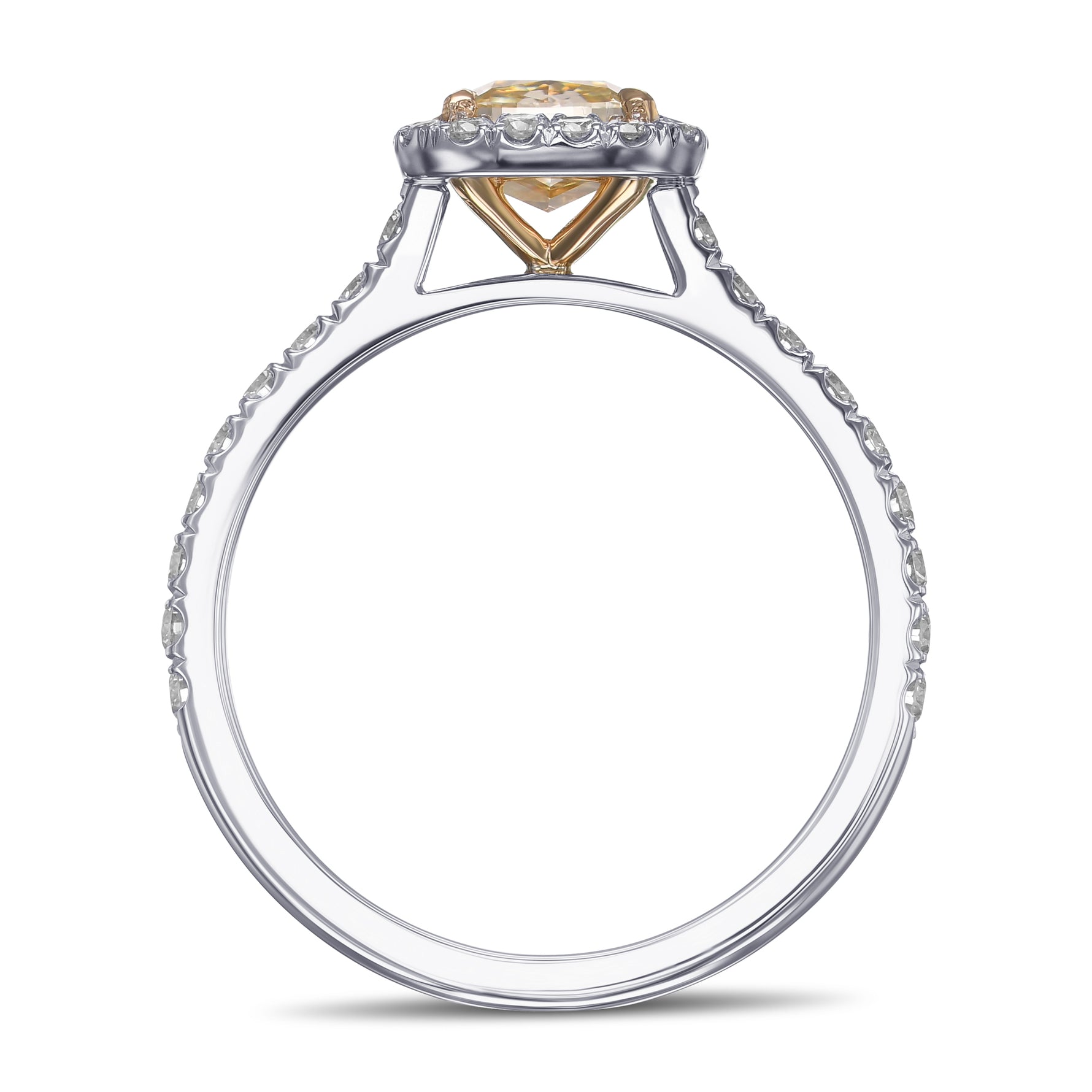 Fancy Yellow Cushion Halo Diamond Ring