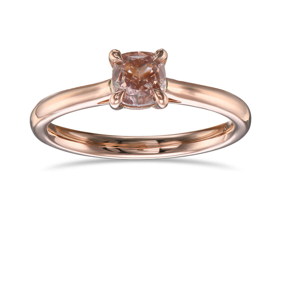 Fancy Brown Pink Cushion Solitaire Diamond Ring