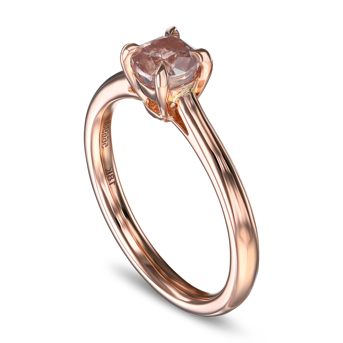 Fancy Brown Pink Cushion Solitaire Diamond Ring