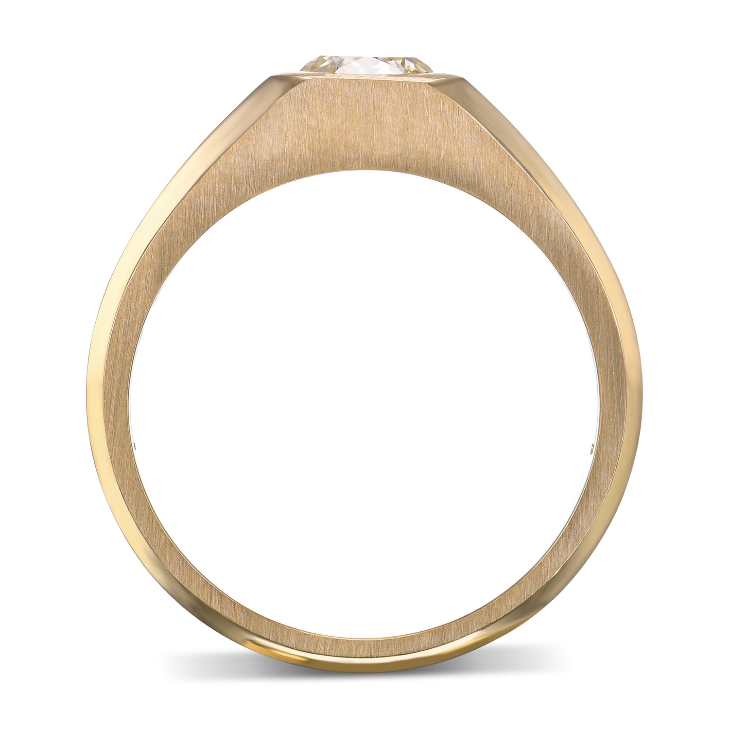 Fancy Light Grayish Greenish Yellow Cushion Diamond Men's Ring