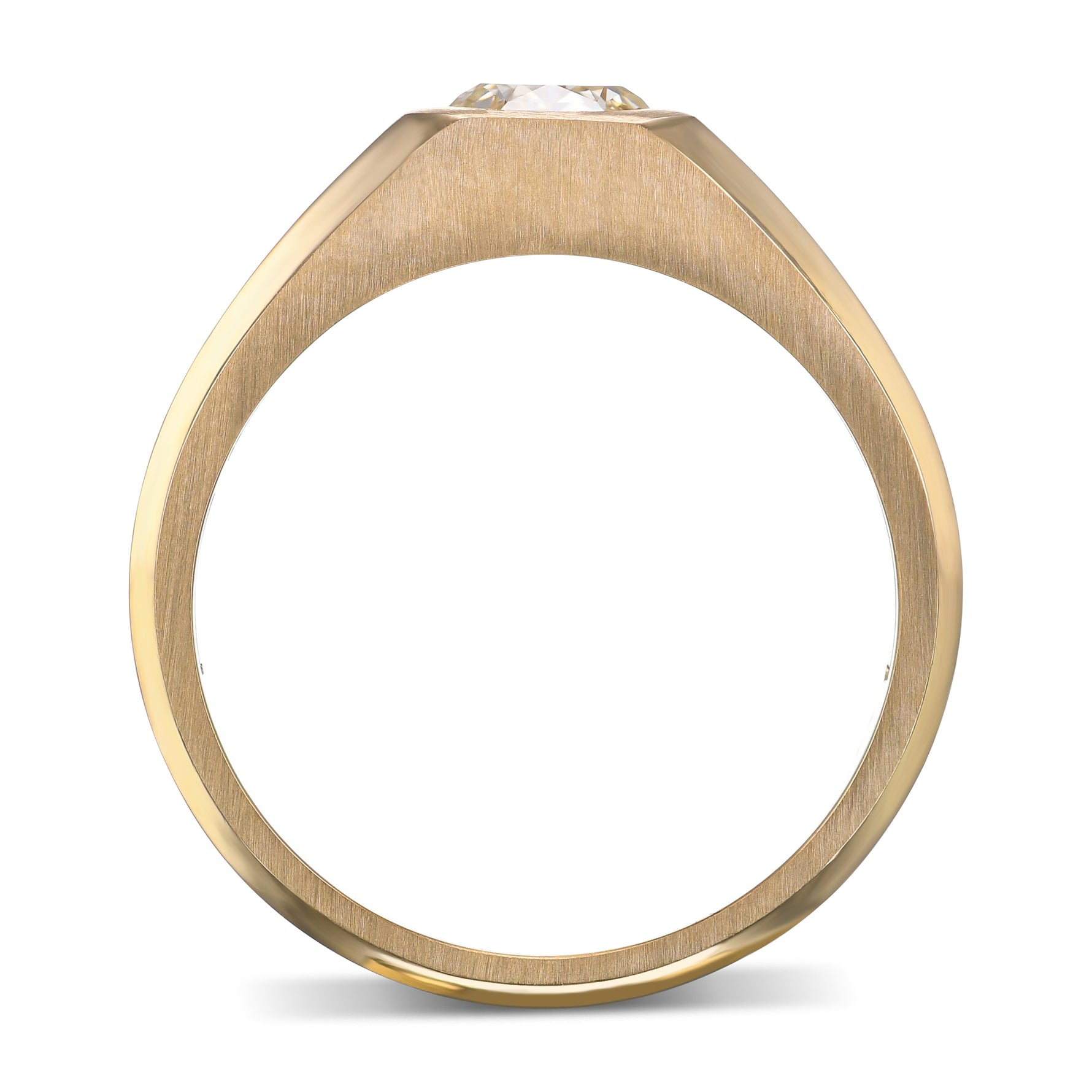 Fancy Light Grayish Greenish Yellow Cushion Diamond Men's Ring