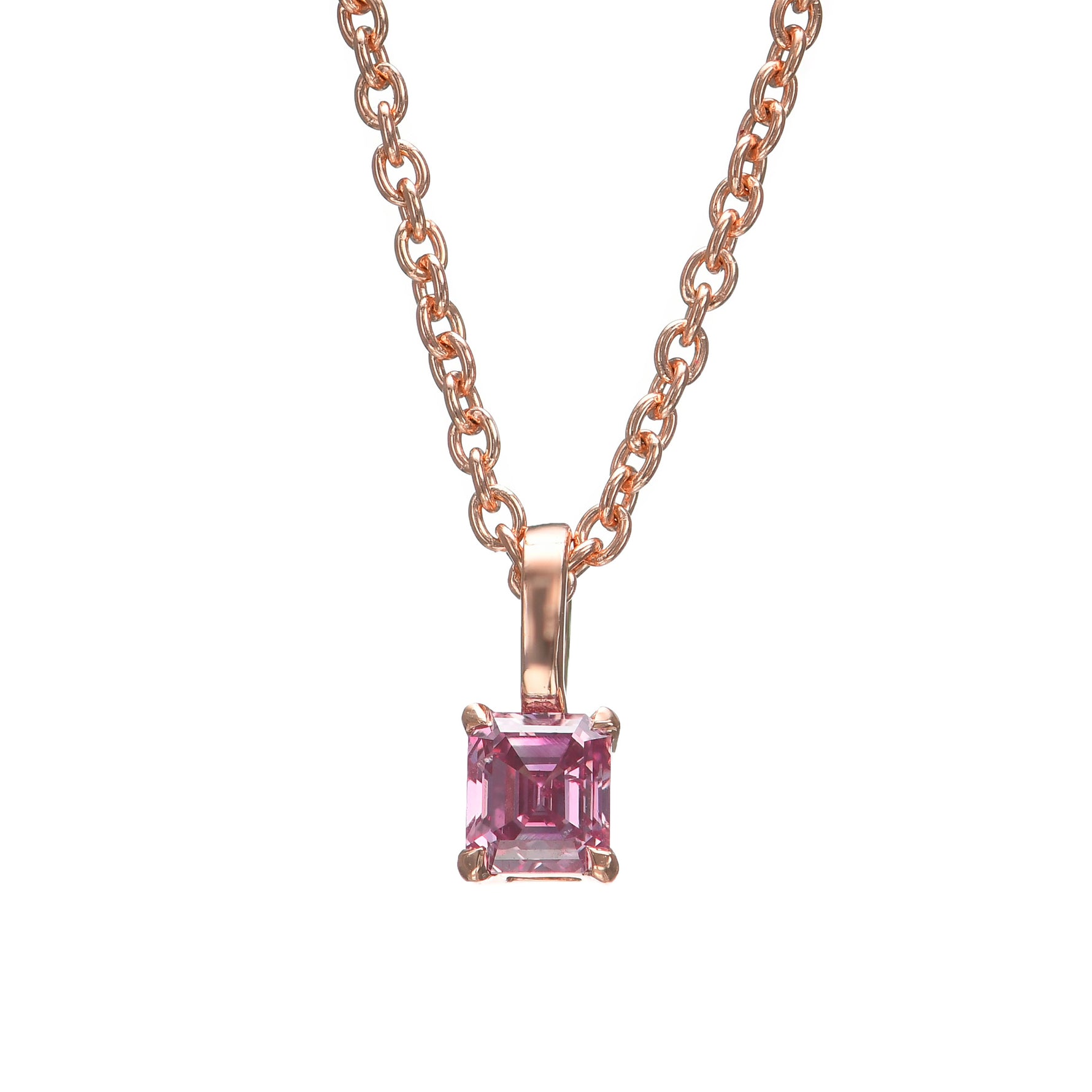 Fancy Intense Purplish Pink Emerald Solitaire Diamond Pendants 