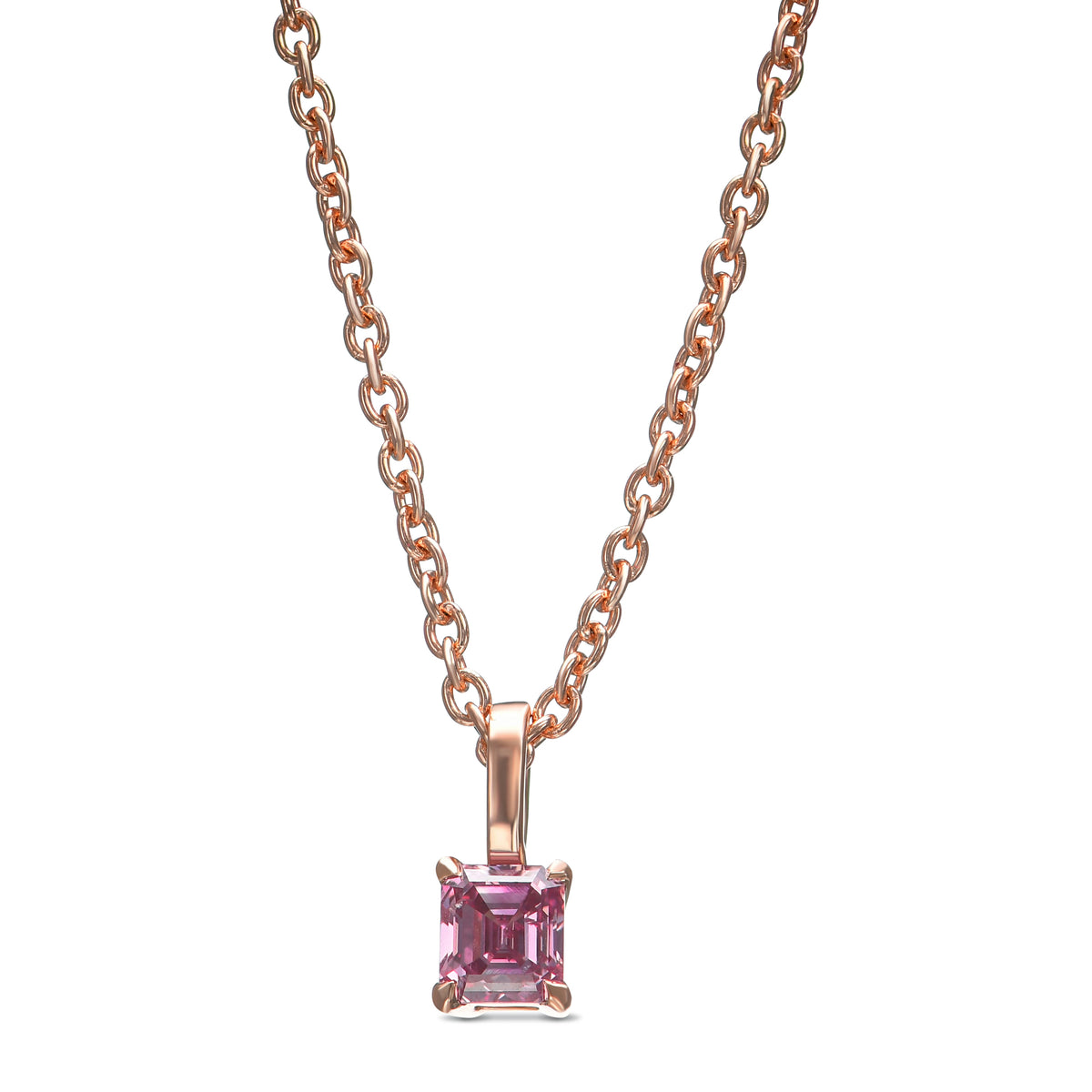 Fancy Intense Purplish Pink Emerald Solitaire Diamond Pendants 