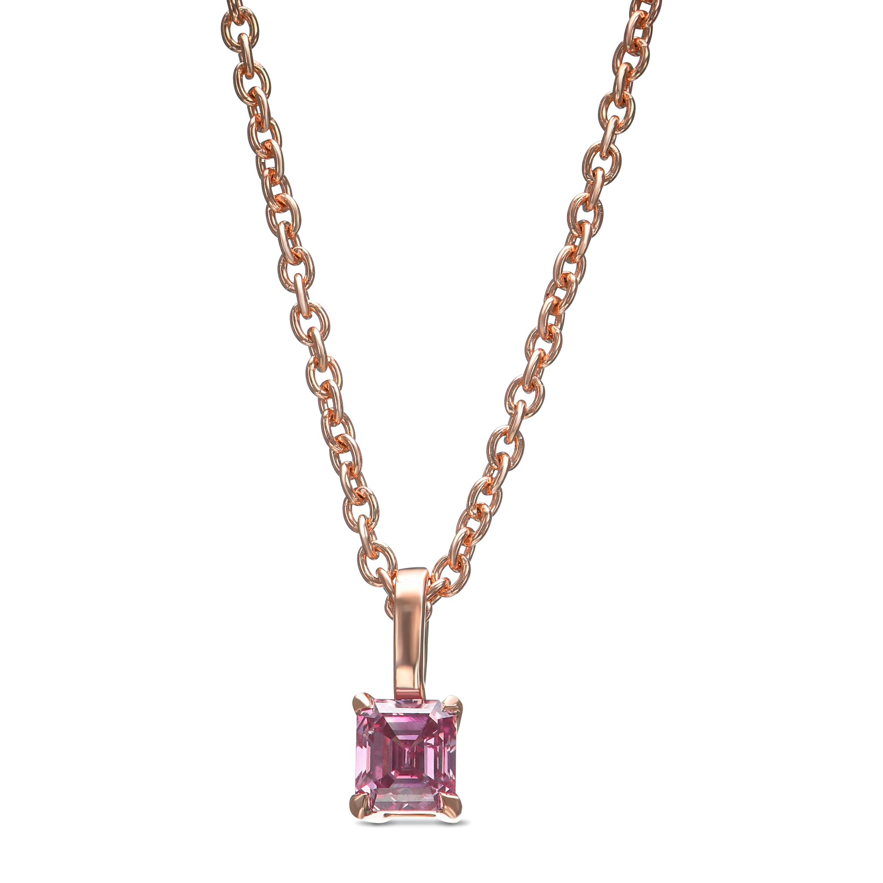 Fancy Intense Purplish Pink Emerald Solitaire Diamond Pendants 