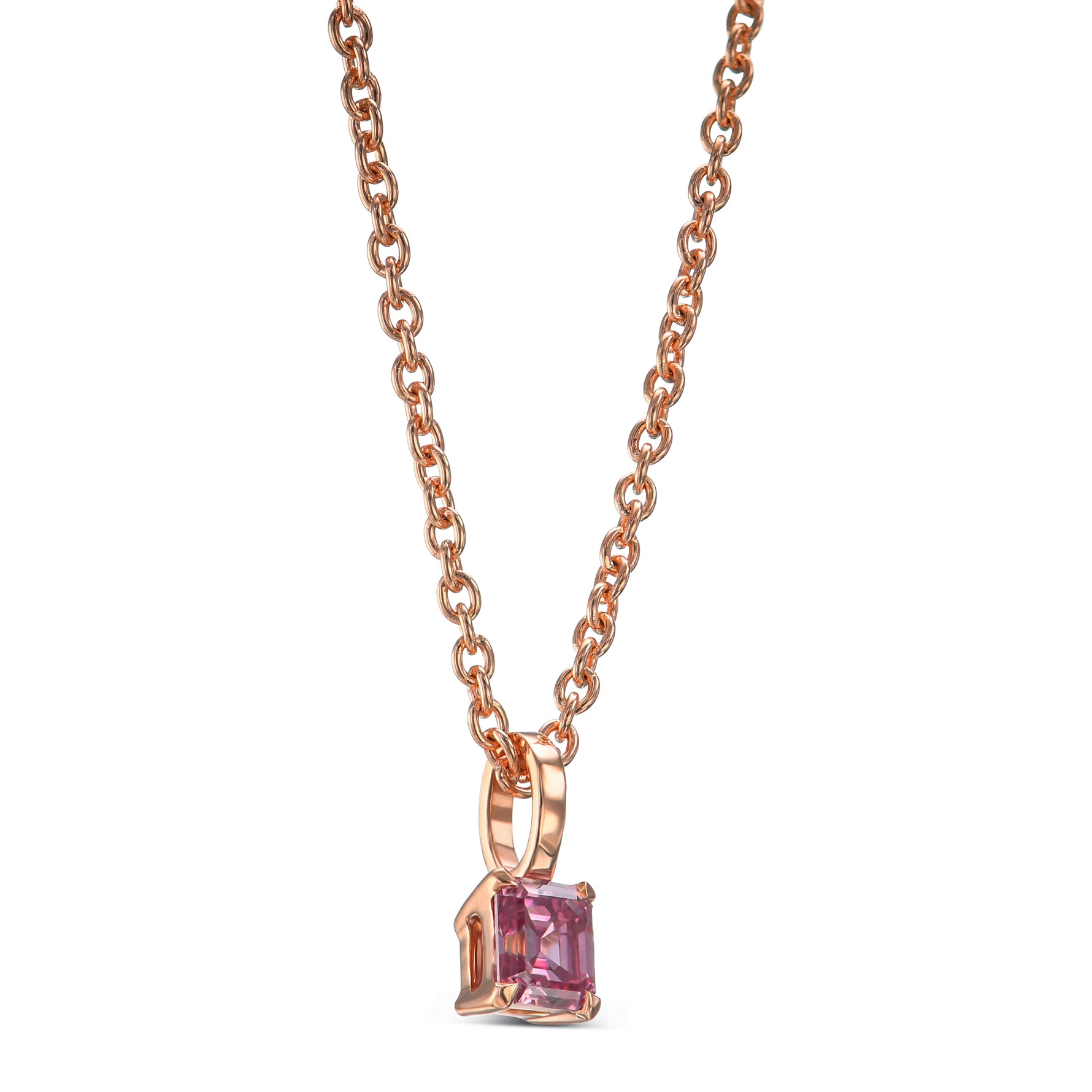 Fancy Intense Purplish Pink Emerald Solitaire Diamond Pendants 