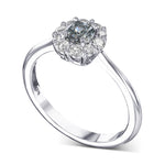 Fancy Gray Blue Cushion Halo Diamond Ring
