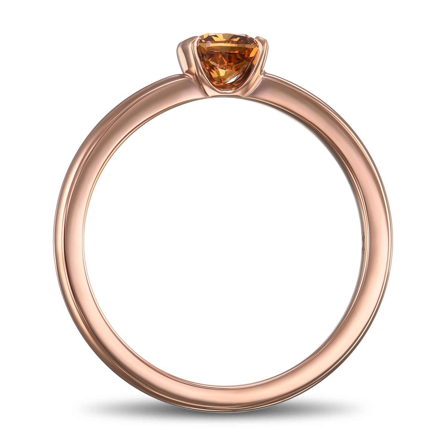 Fancy Deep Brown Orange Cushion Diamond Solitaire Ring