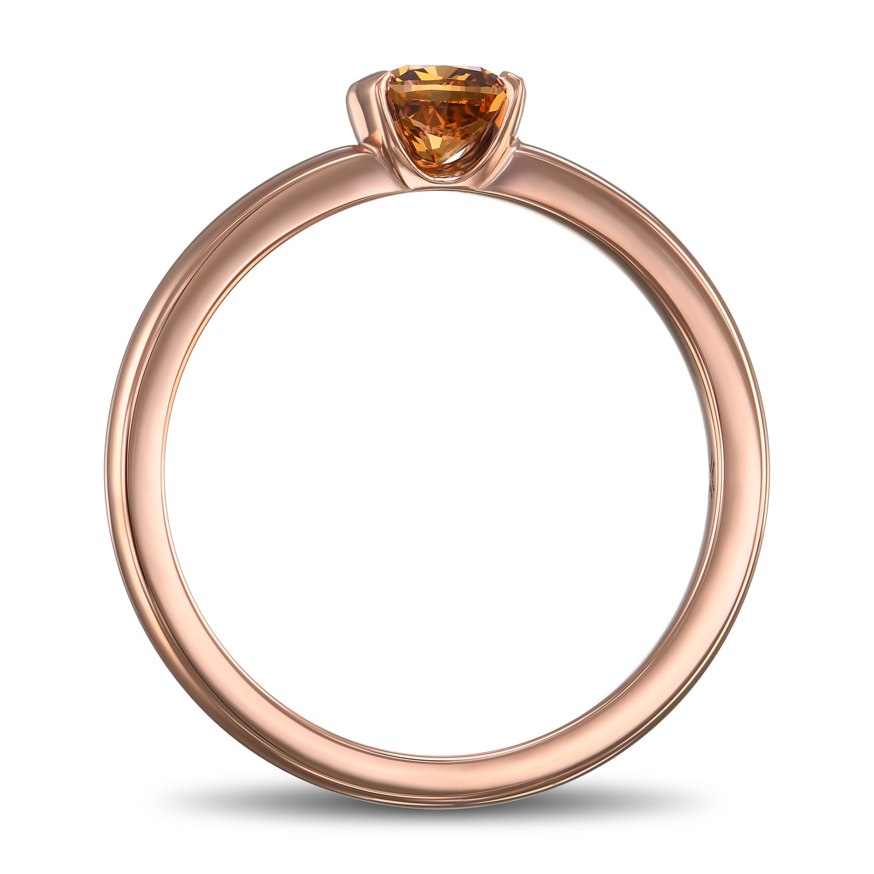 Fancy Deep Brown Orange Cushion Diamond Solitaire Ring