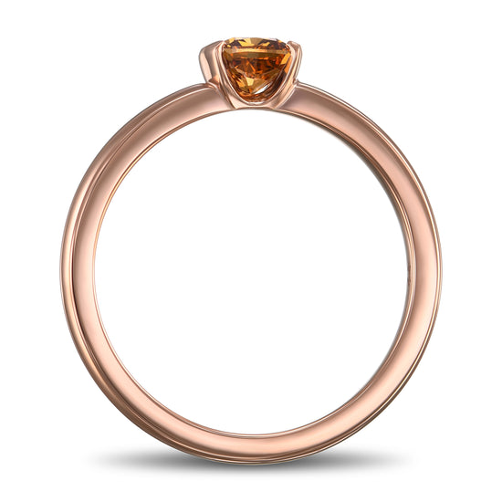 Fancy Deep Brown Orange Cushion Diamond Solitaire Ring