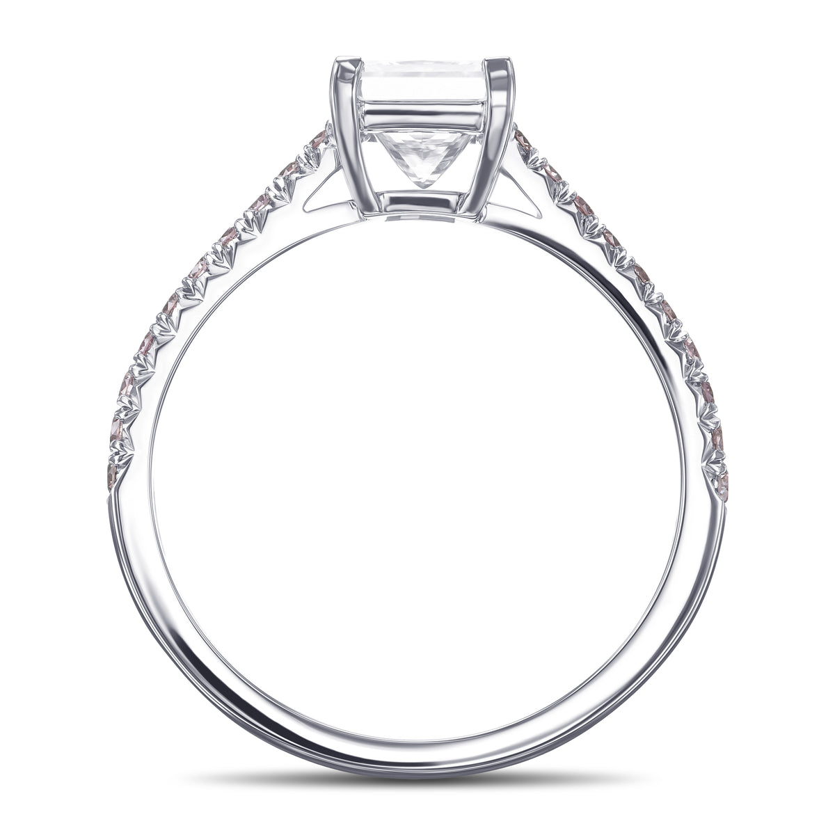 Princess & Pink Side Stone Diamond Ring 