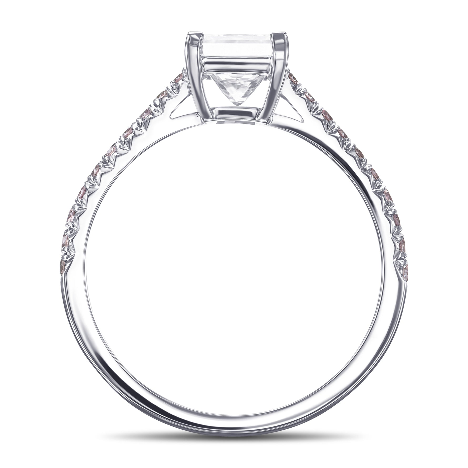 Princess & Pink Side Stone Diamond Ring 