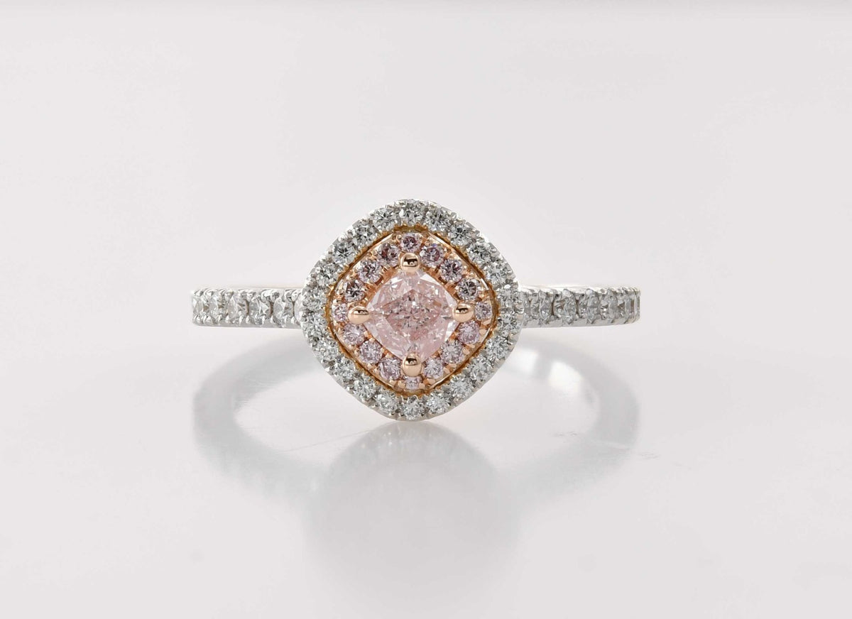 Fancy Light Pink Cushion Diamond Halo (Semi-mount) Ring