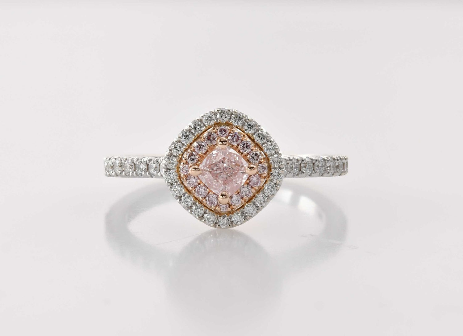 Fancy Light Pink Cushion Diamond Halo (Semi-mount) Ring