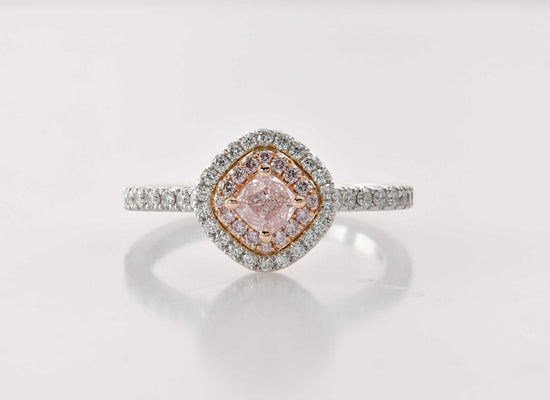 Fancy Light Pink Cushion Diamond Halo (Semi-mount) Ring