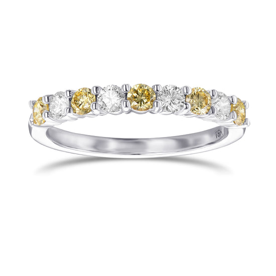 Fancy Intense Yellow and Colorless Wedding Band