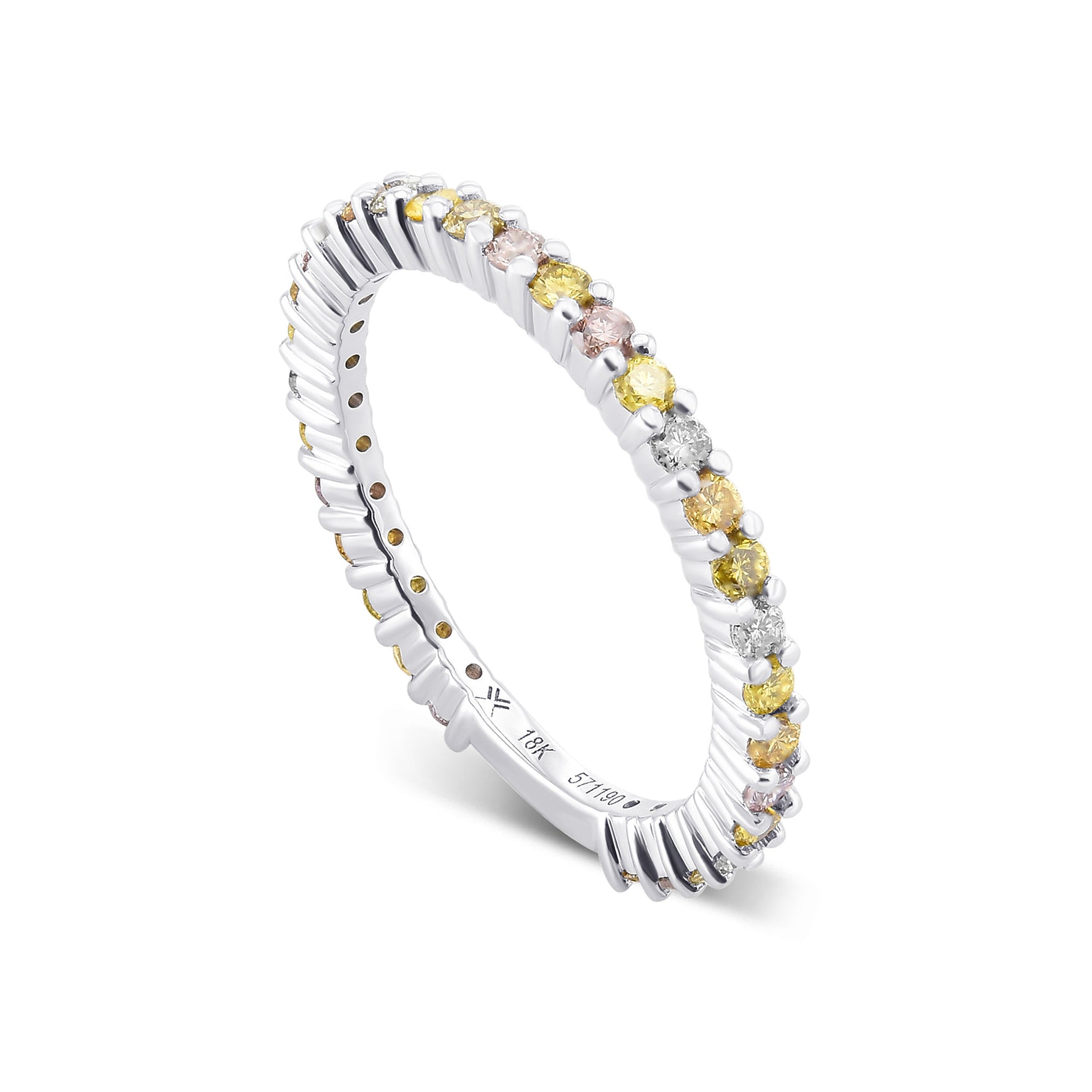 Multicolored Diamond Stackable Band Ring