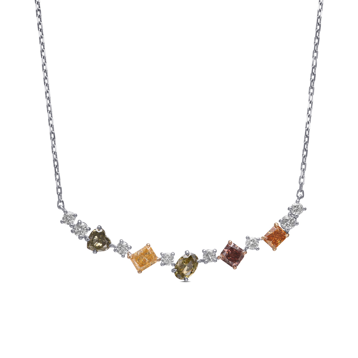 Multicolor and White Diamond Necklace 