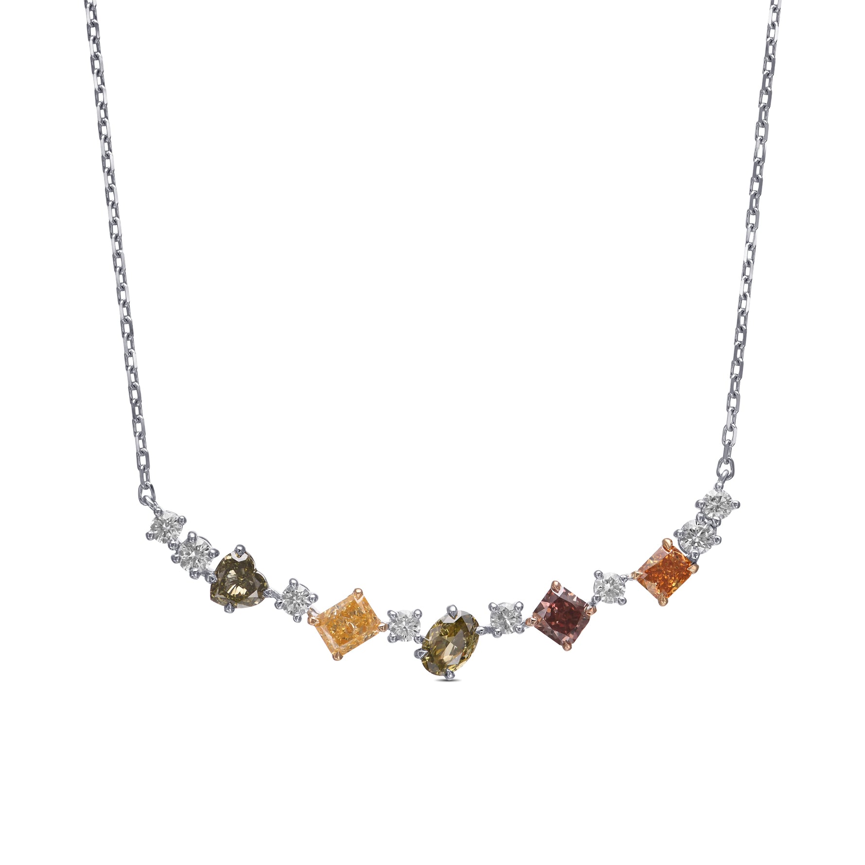 Multicolor and White Diamond Necklace 