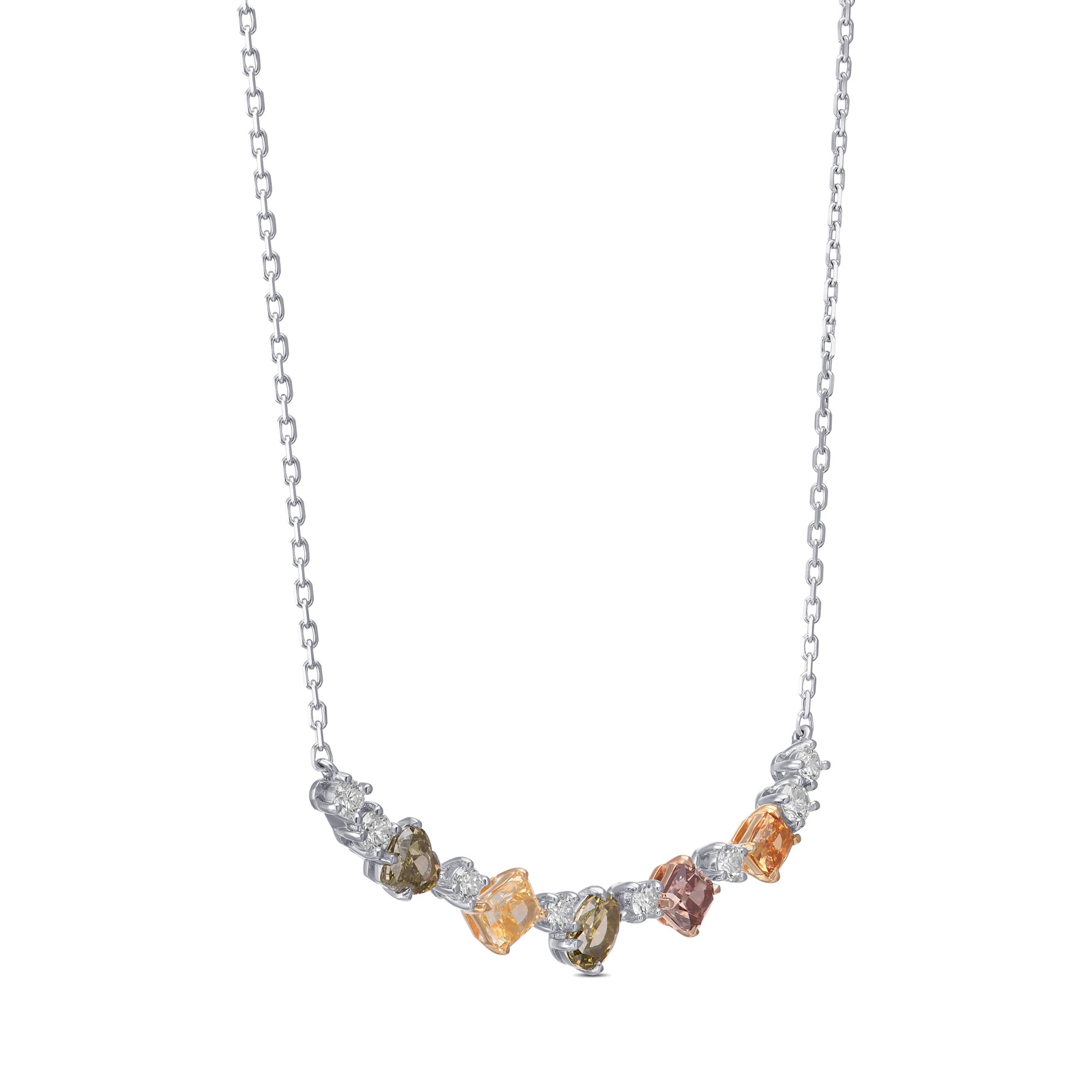 Multicolor and White Diamond Necklace 