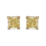 Fancy Yellow Radiant Stud Diamond Earrings