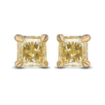 Fancy Yellow Radiant Stud Diamond Earrings