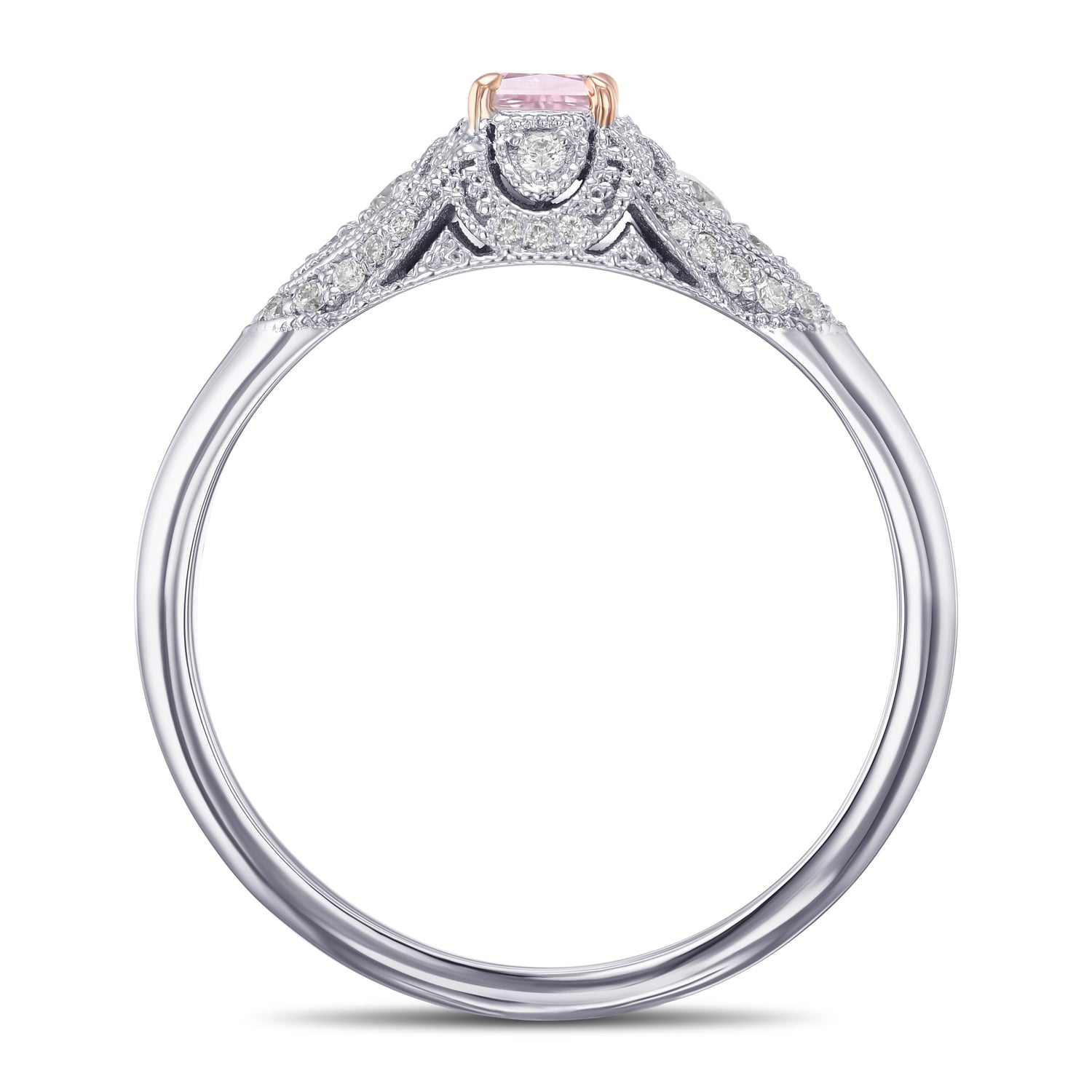 Argyle Fancy Purplish Pink Princess Vintage Style Diamond Ring