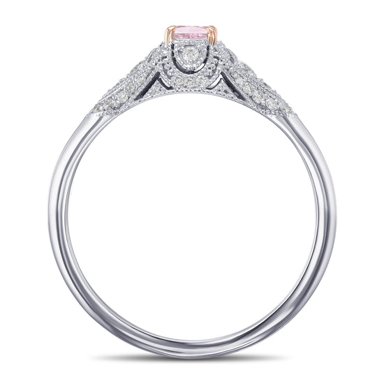 Argyle Fancy Purplish Pink Princess Vintage Style Diamond Ring