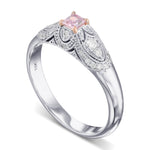 Argyle Fancy Purplish Pink Princess Vintage Style Diamond Ring