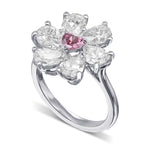 Extraordinary Fancy Purplish Red Heart and Pear Diamond Ring