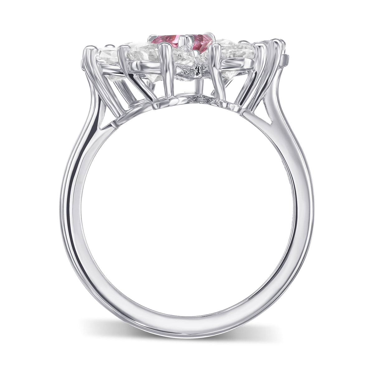 Extraordinary Fancy Purplish Red Heart and Pear Diamond Ring