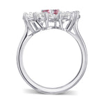 Extraordinary Fancy Purplish Red Heart and Pear Diamond Ring