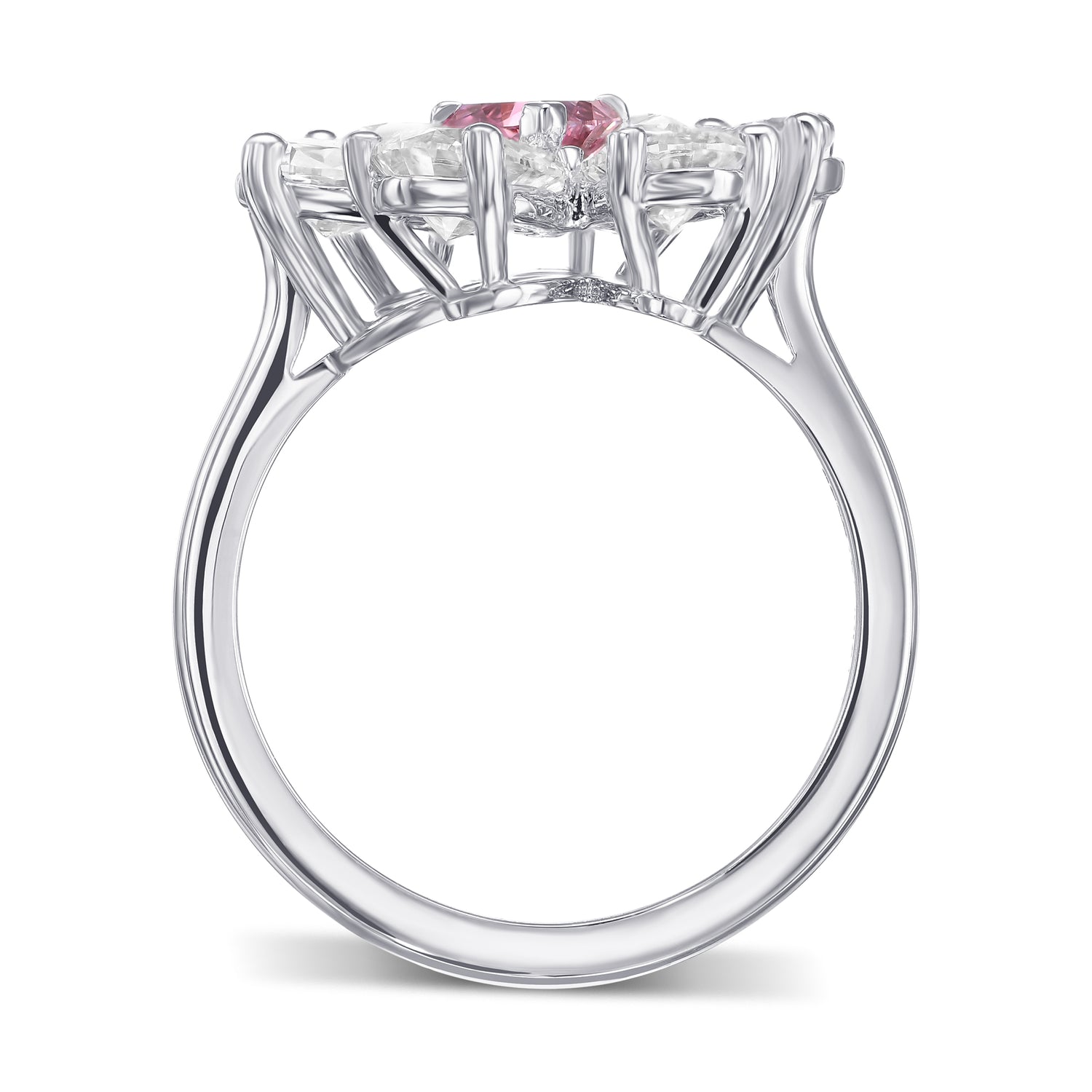 Extraordinary Fancy Purplish Red Heart and Pear Diamond Ring