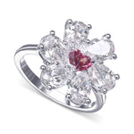 Extraordinary Fancy Purplish Red Heart and Pear Diamond Ring
