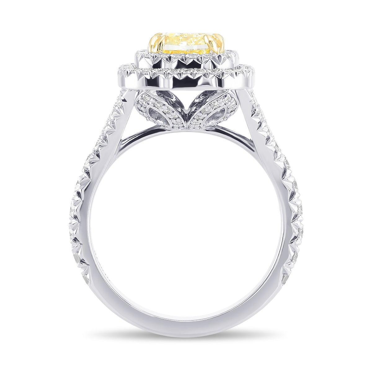 Fancy Intense Yellow Cushion Halo Diamond Ring