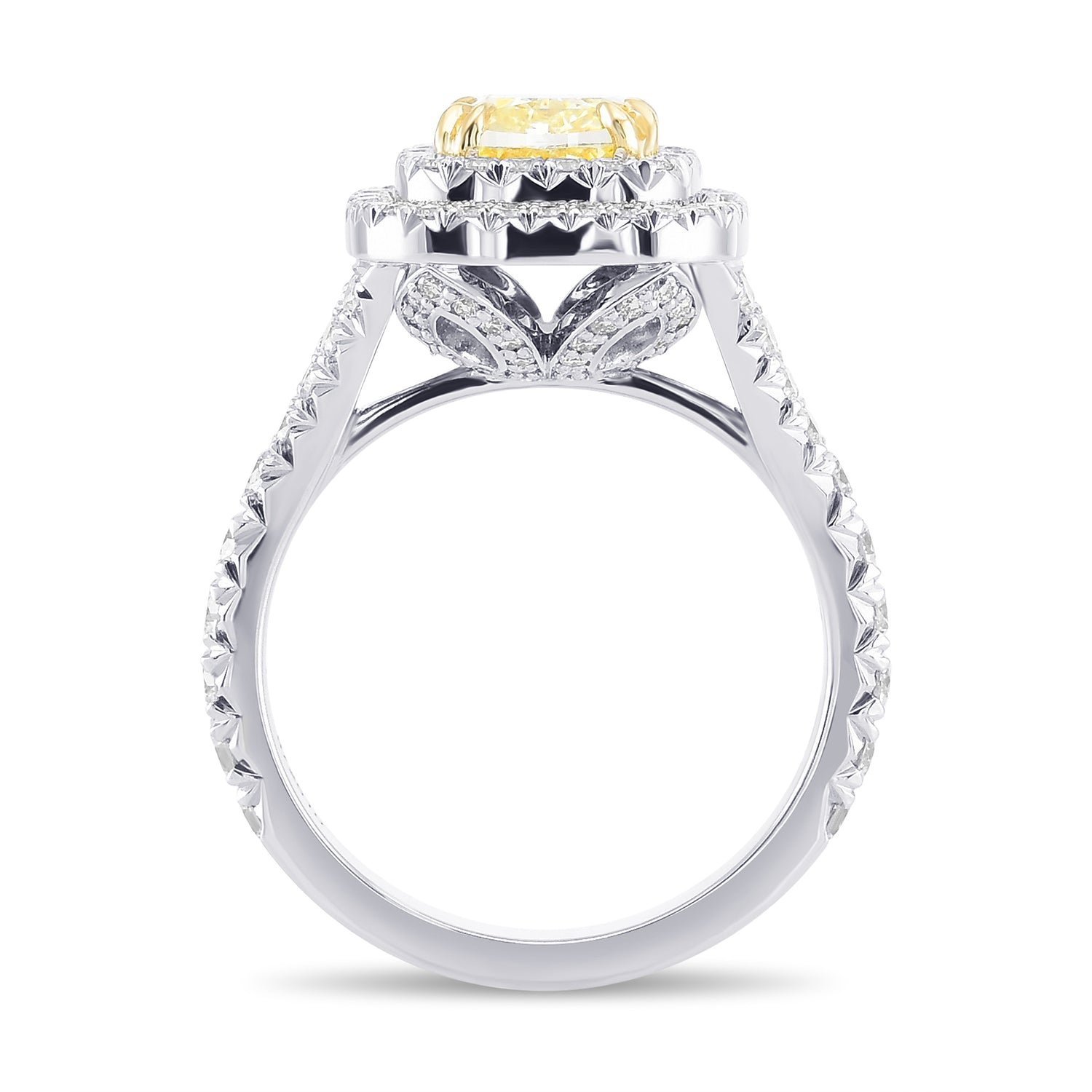 Fancy Intense Yellow Cushion Halo Diamond Ring