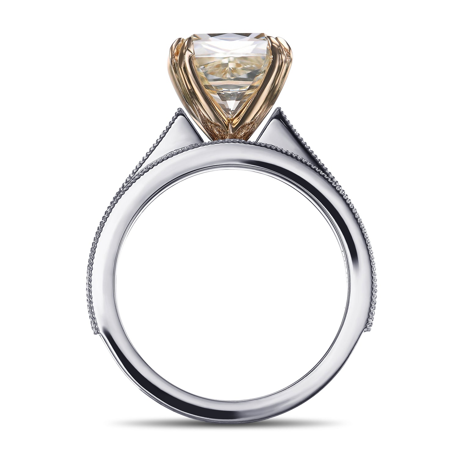 Light Yellow Radiant Diamond Engagement and Wedding Ring Set