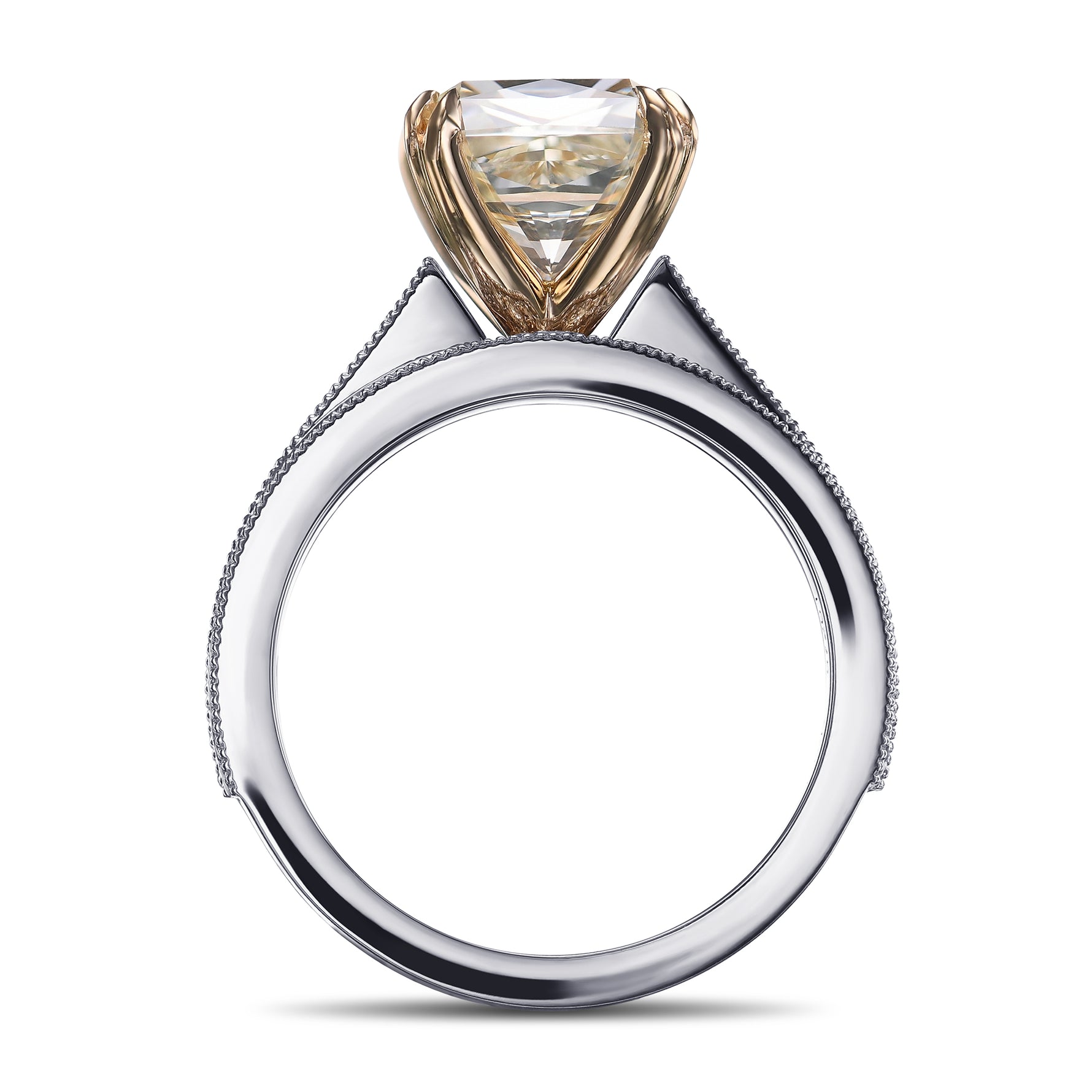 Light Yellow Radiant Diamond Engagement and Wedding Ring Set