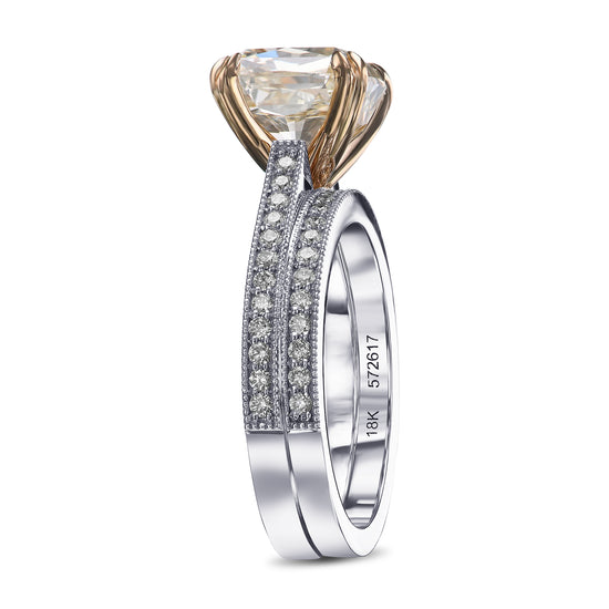 Light Yellow Radiant Diamond Engagement and Wedding Ring Set